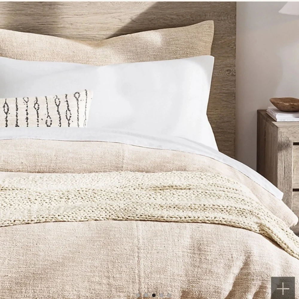 RESTORATION HARDWARE ERASED ABSTRACT WASHED COTTON-LINEN KING SHAM